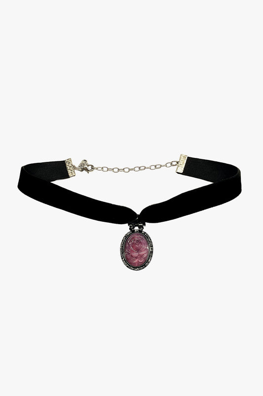 Anna Sui Rose Drop Choker Necklace - Dusty Rose