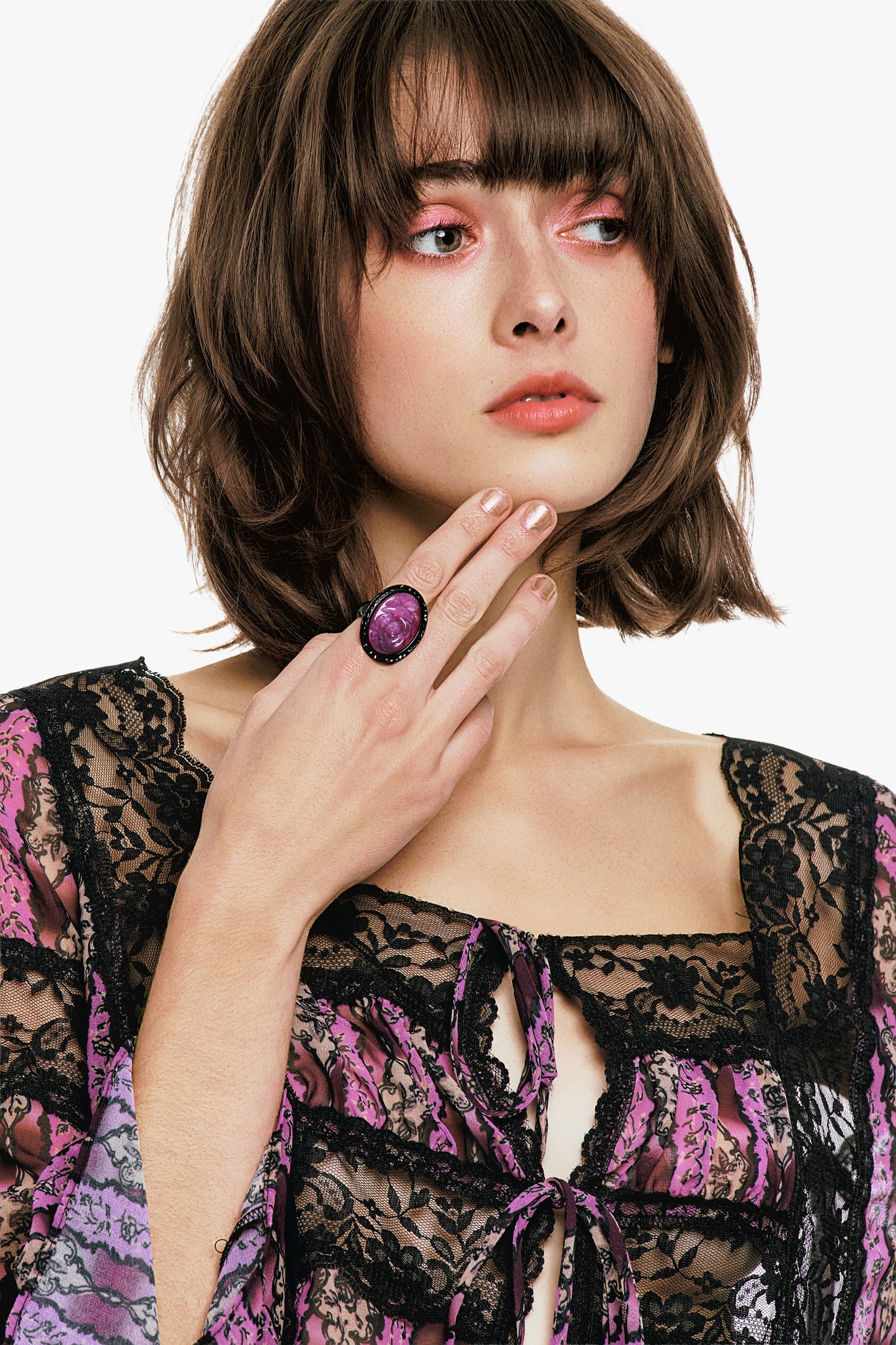 Anna Sui Carved Rose Ring - Dusty Rose