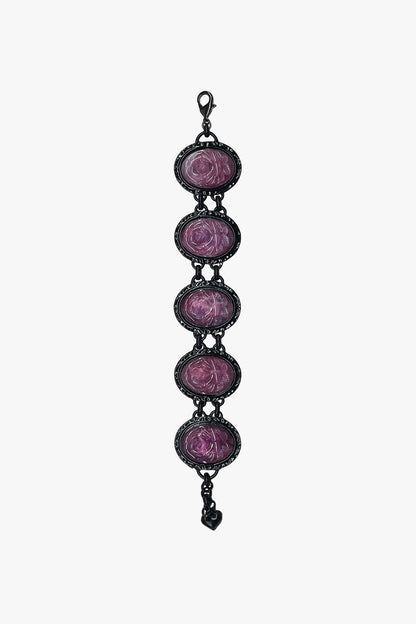 Anna Sui Carved Rose Black Bracelet - Dusty Rose