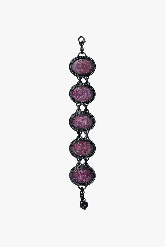 Anna Sui Carved Rose Black Bracelet - Dusty Rose