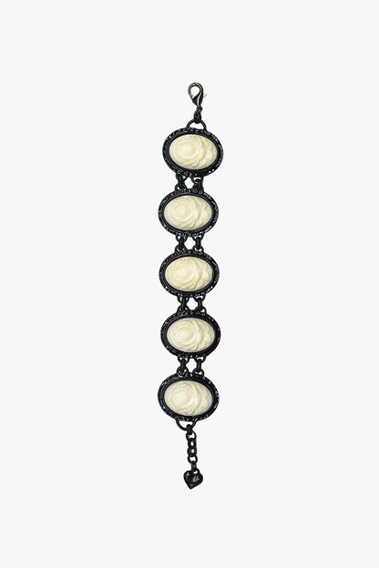 Anna Sui Carved Rose Black Bracelet - Ivory
