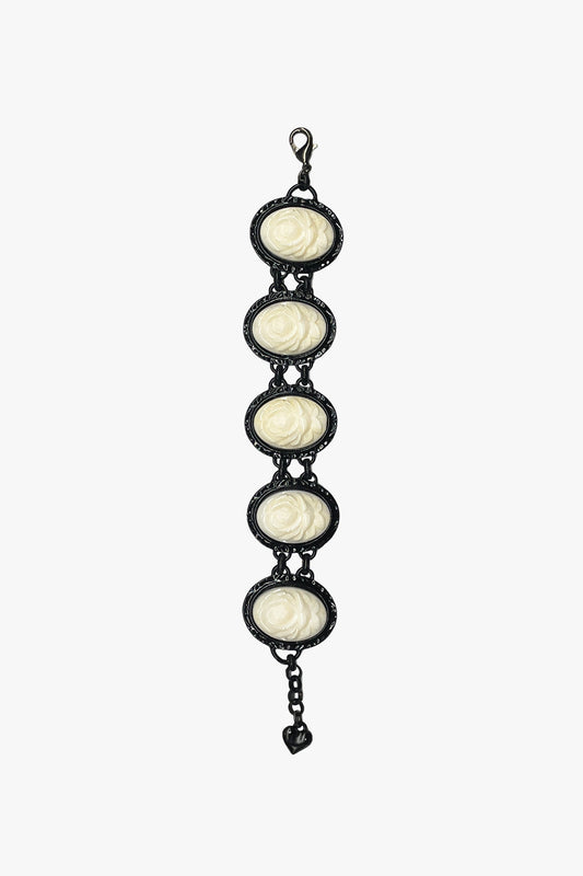 Anna Sui Carved Rose Black Bracelet - Ivory