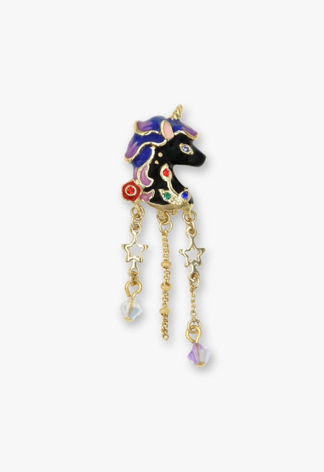 Anna Sui Moonlit Unicorn Earrings- Black and Ivory