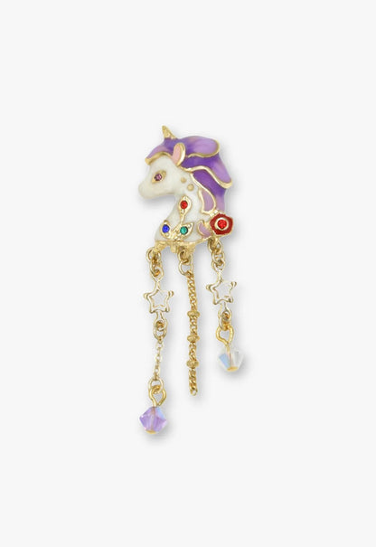 Anna Sui Moonlit Unicorn Earrings- Black and Ivory