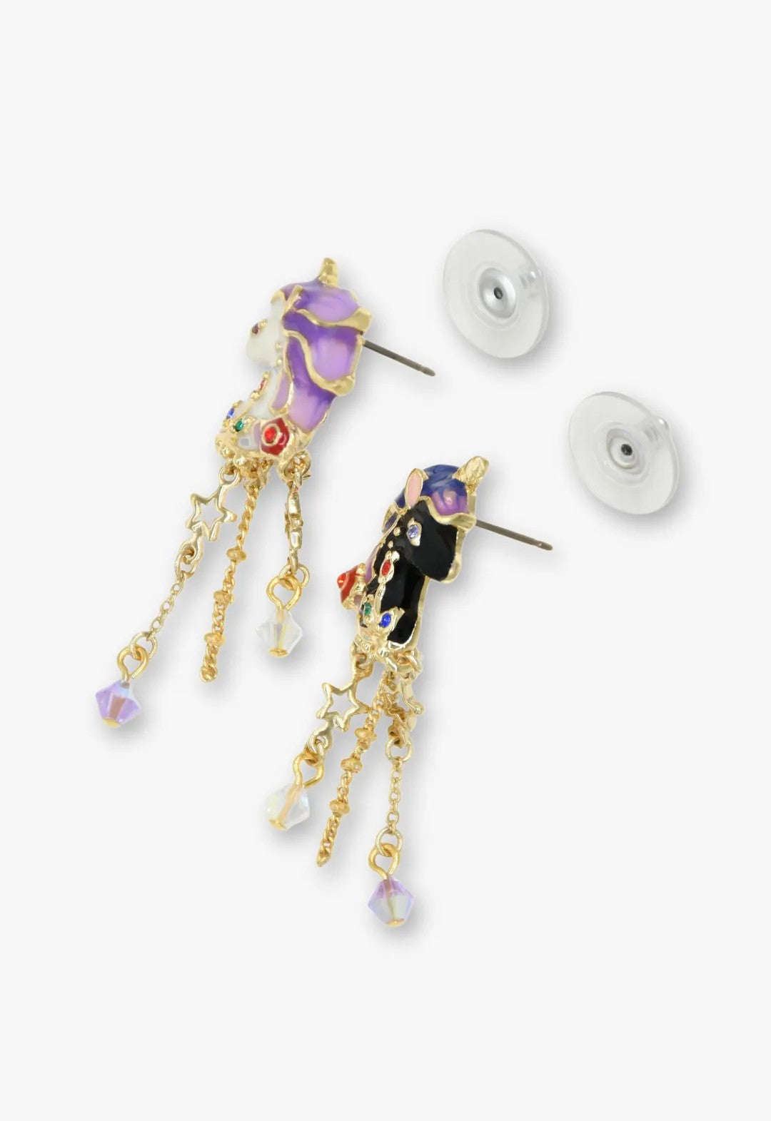 Anna Sui Moonlit Unicorn Earrings- Black and Ivory