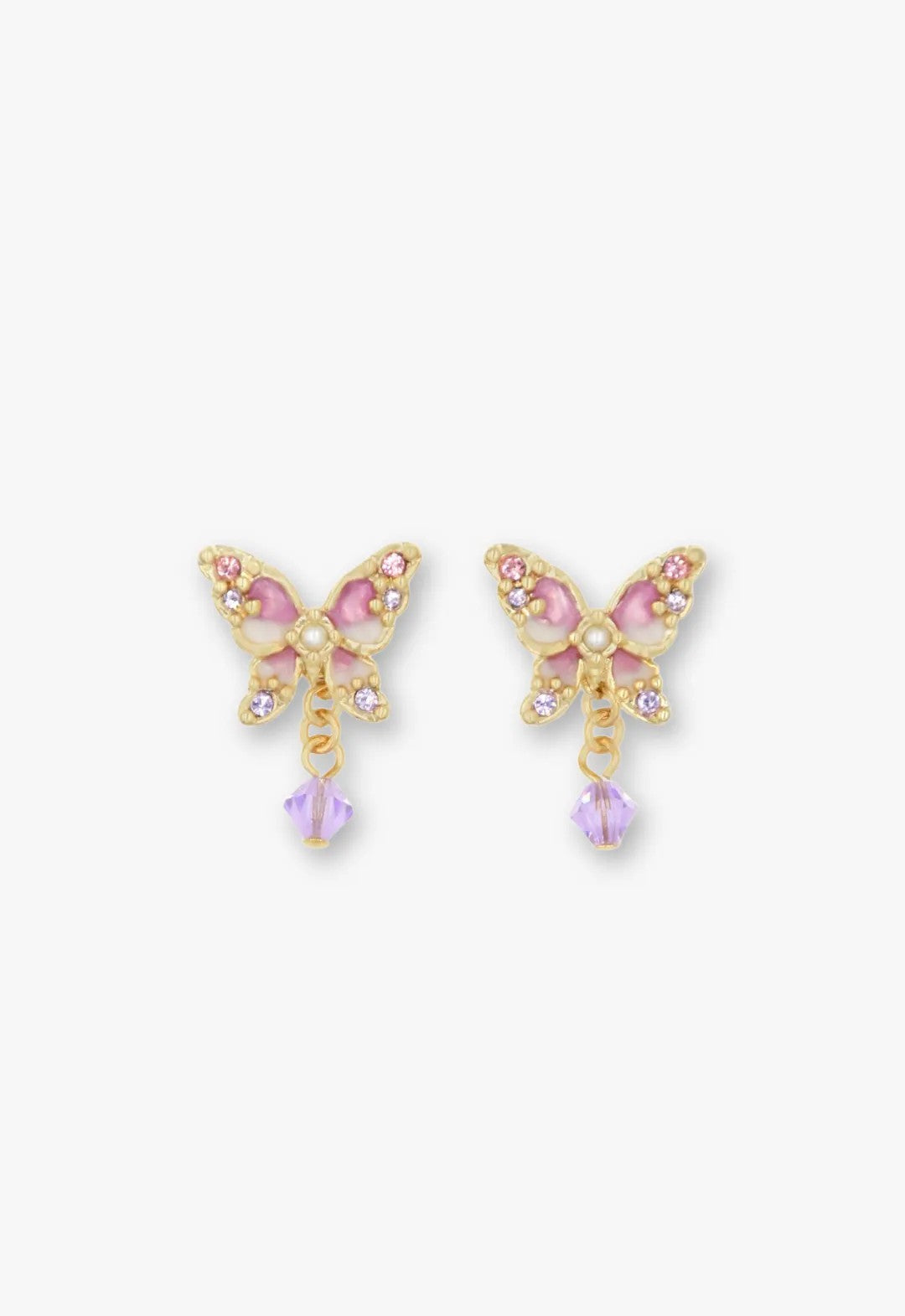 Anna Sui Shining Butterfly Earrings - Pink Gold