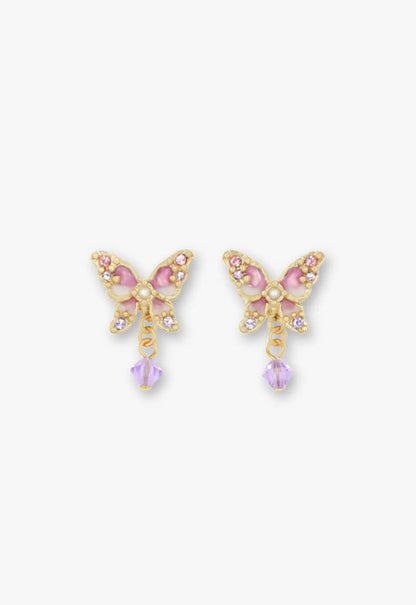 Anna Sui Shining Butterfly Earrings - Pink Gold