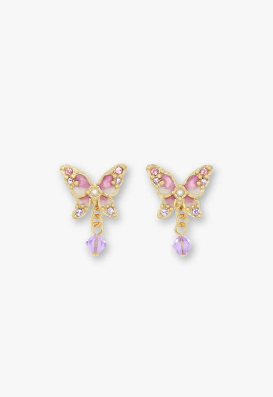 Anna Sui Shining Butterfly Earrings - Pink Gold