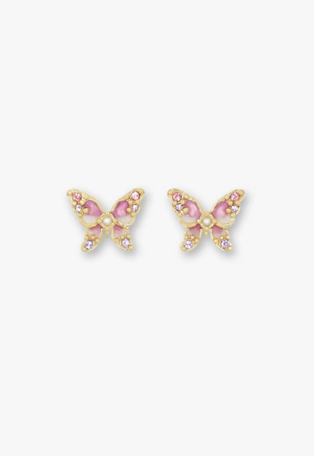 Anna Sui Shining Butterfly Earrings - Pink Gold