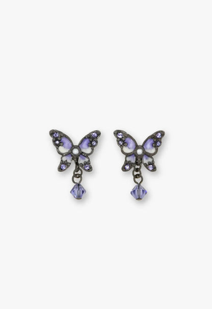 Anna Sui Shining Butterfly Earrings - Purple Gunmetal