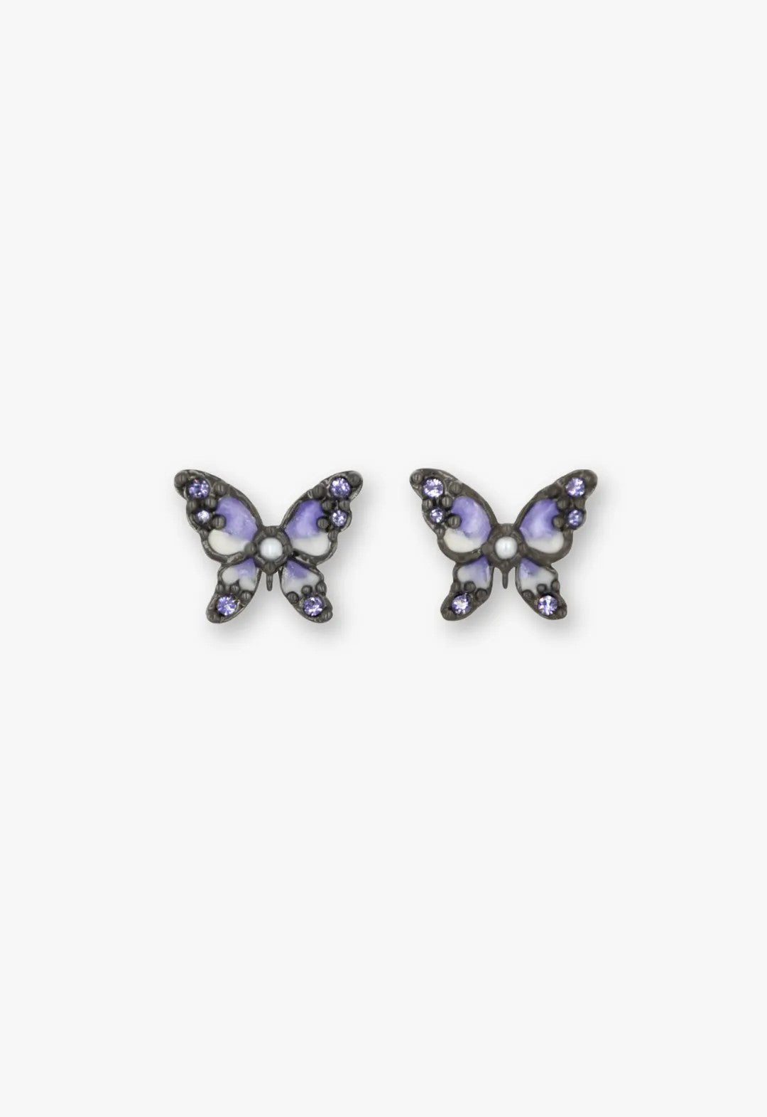Anna Sui Shining Butterfly Earrings - Purple Gunmetal
