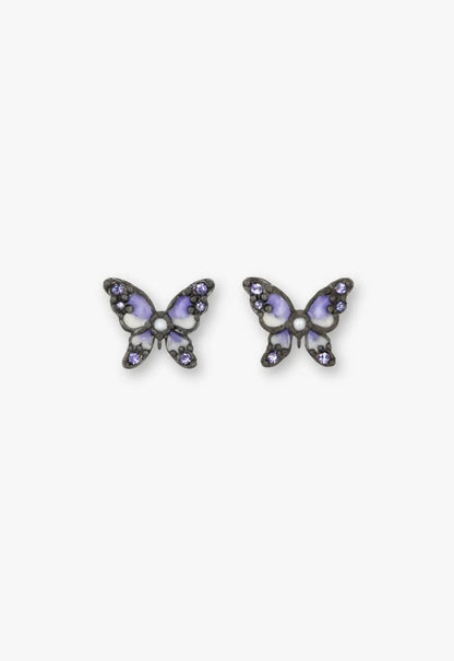 Anna Sui Shining Butterfly Earrings - Purple Gunmetal