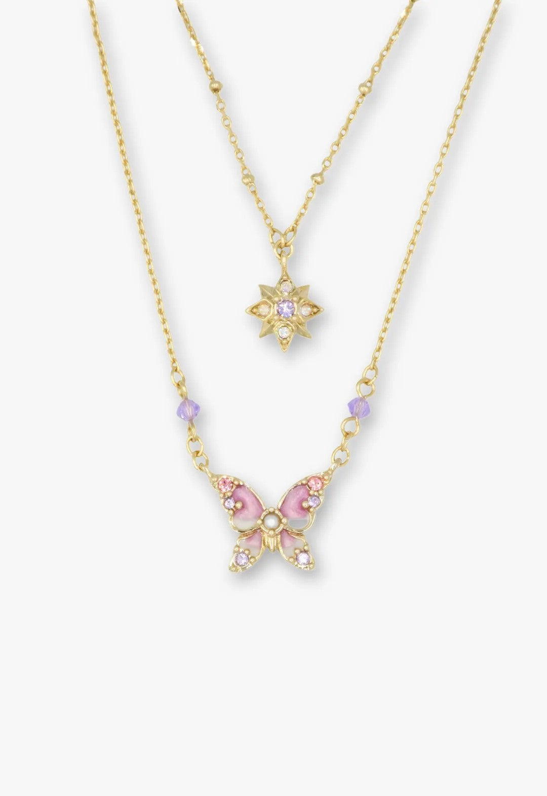 Anna Sui Shining Butterfly Necklace - Pink Gold