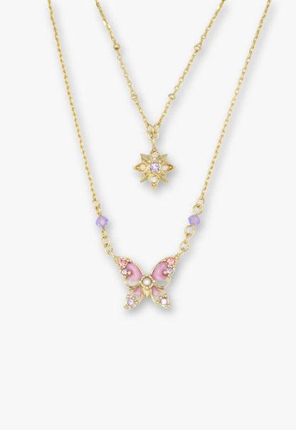 Anna Sui Shining Butterfly Necklace - Pink Gold