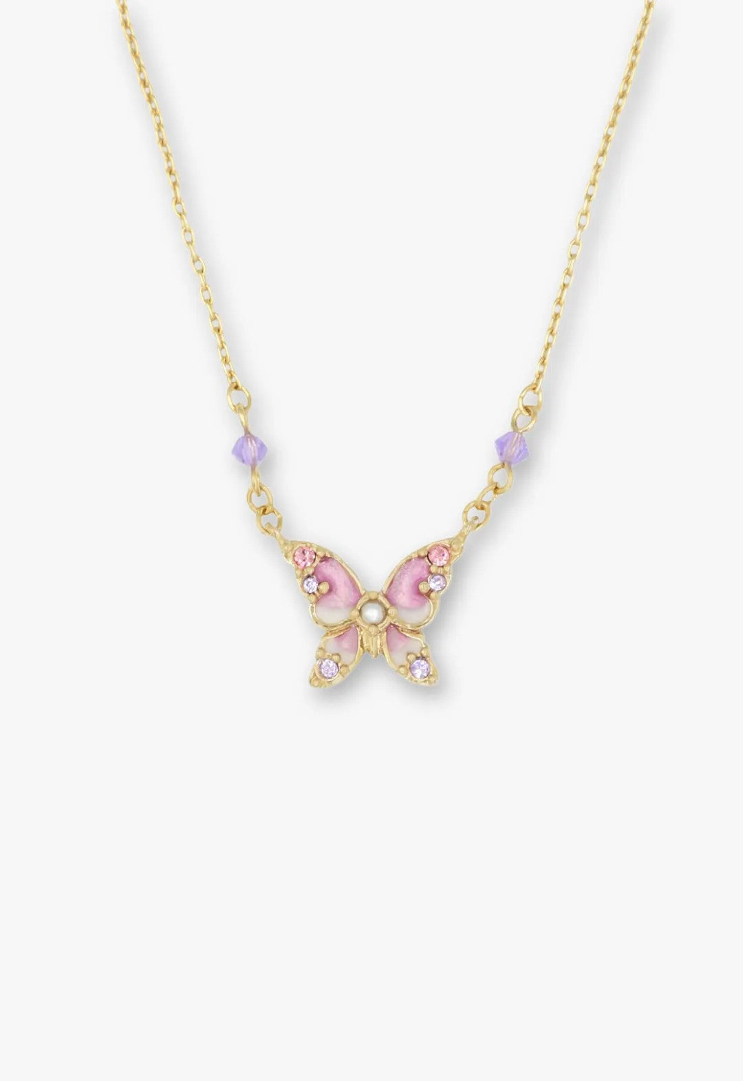 Anna Sui Shining Butterfly Necklace - Pink Gold