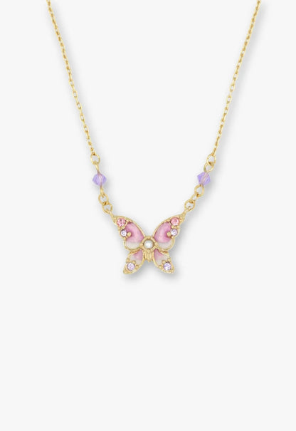 Anna Sui Shining Butterfly Necklace - Pink Gold