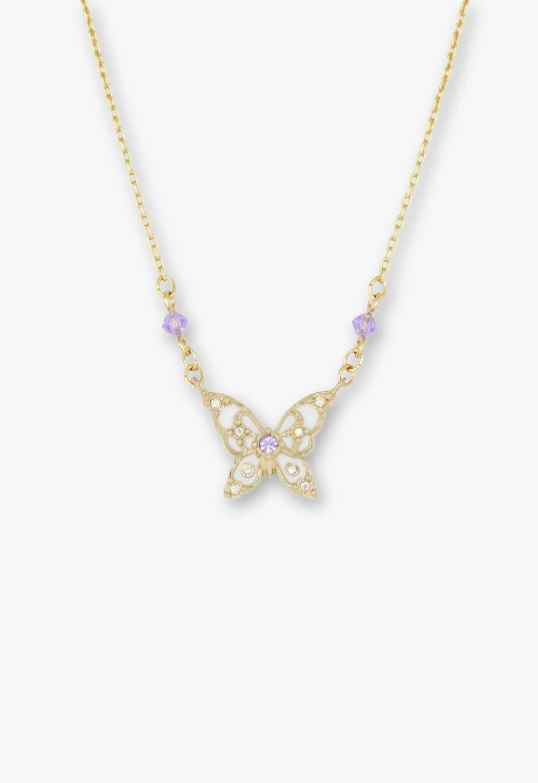 Anna Sui Shining Butterfly Necklace - Pink Gold