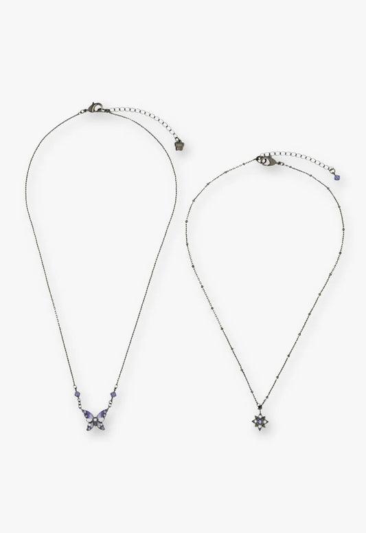 Anna Sui Shining Butterfly Necklace - Purple Gunmetal
