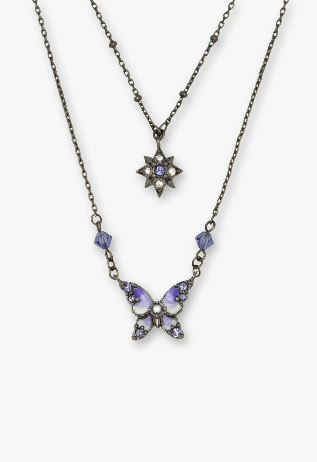 Anna Sui Shining Butterfly Necklace - Purple Gunmetal