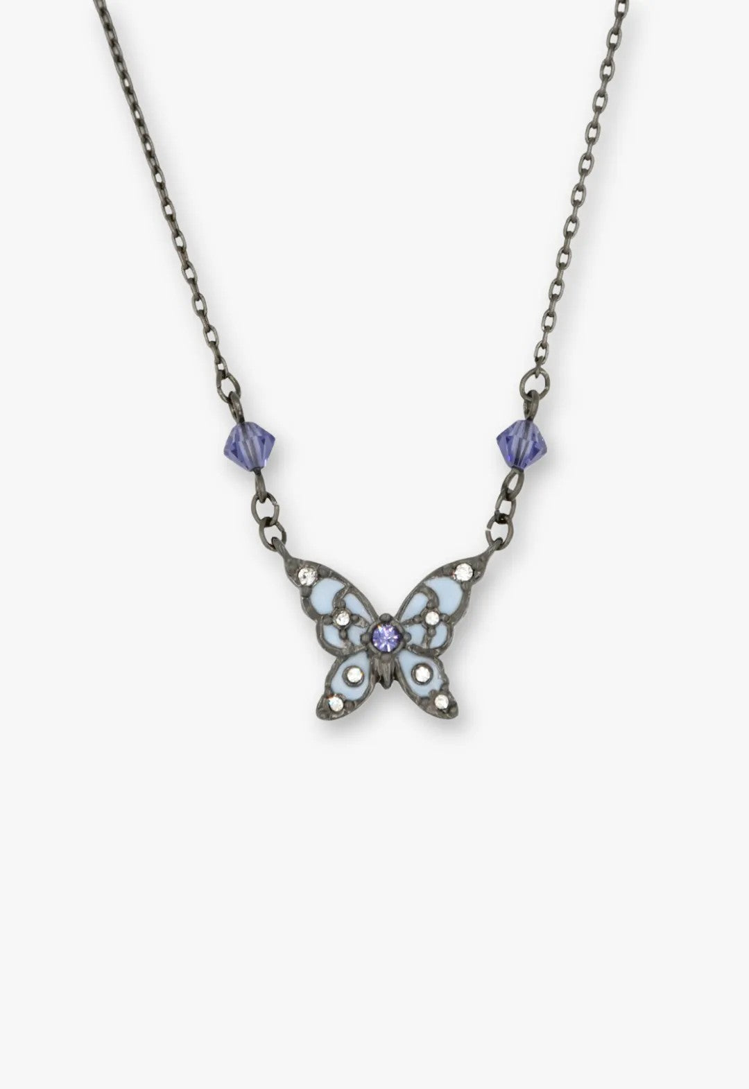 Anna Sui Shining Butterfly Necklace - Purple Gunmetal