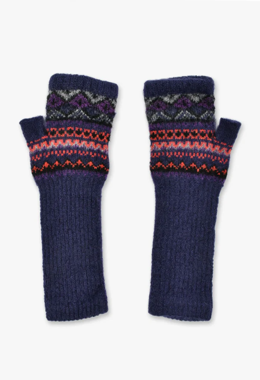 Anna Sui Anna Sui Fair Isle Fingerless Gloves- Purple