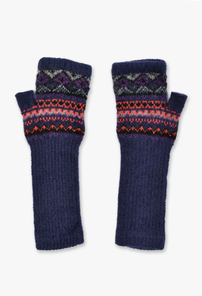 Anna Sui Anna Sui Fair Isle Fingerless Gloves- Purple
