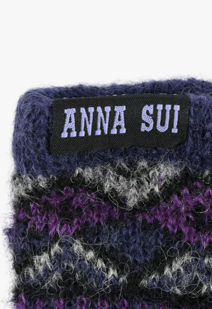 Anna Sui Anna Sui Fair Isle Fingerless Gloves- Purple