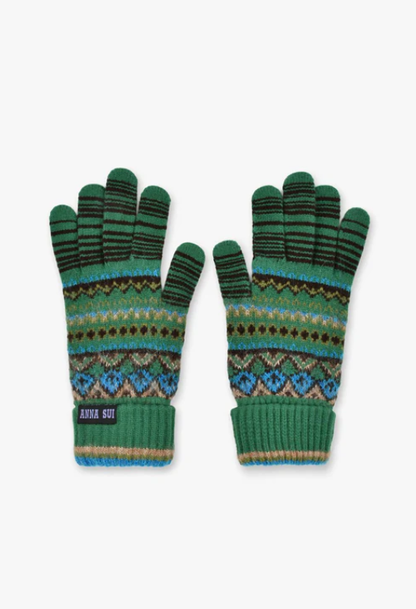 Anna Sui Anna Sui Fair Isle Gloves- Green