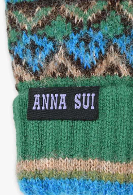 Anna Sui Anna Sui Fair Isle Gloves- Green