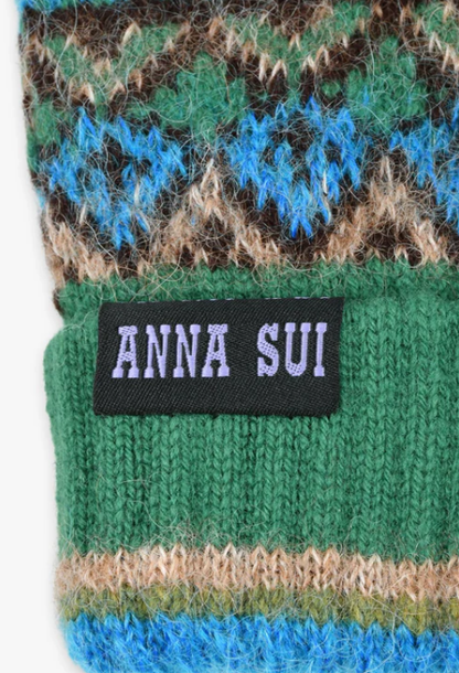 Anna Sui Anna Sui Fair Isle Gloves- Green