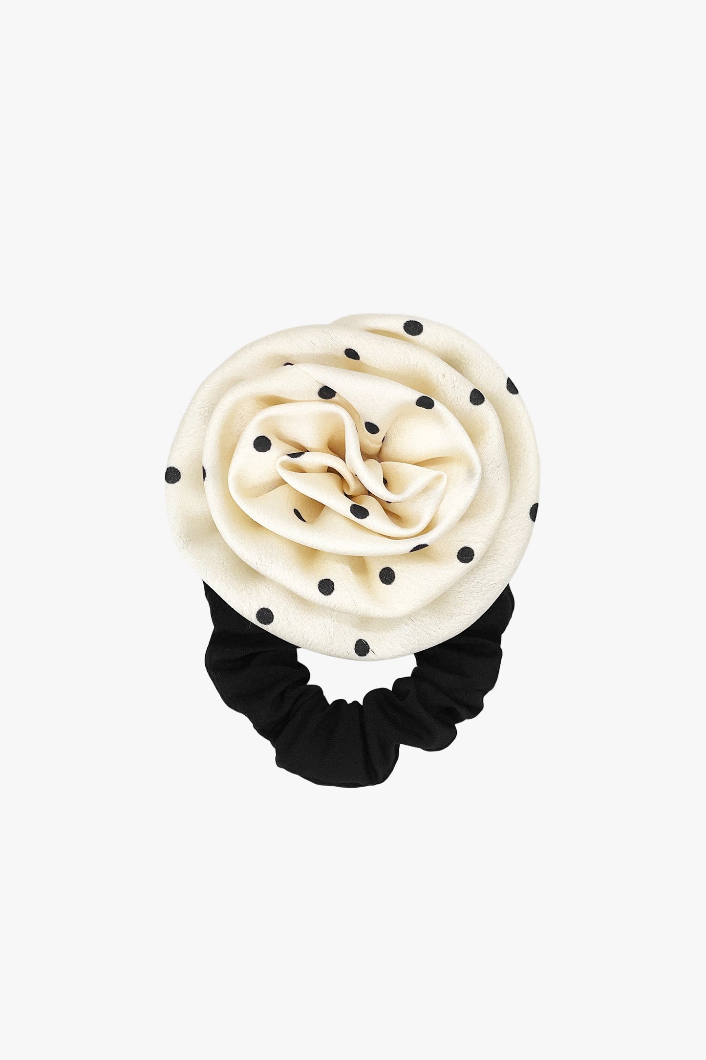Anna Sui Satin Dot Flower Scrunchie - White