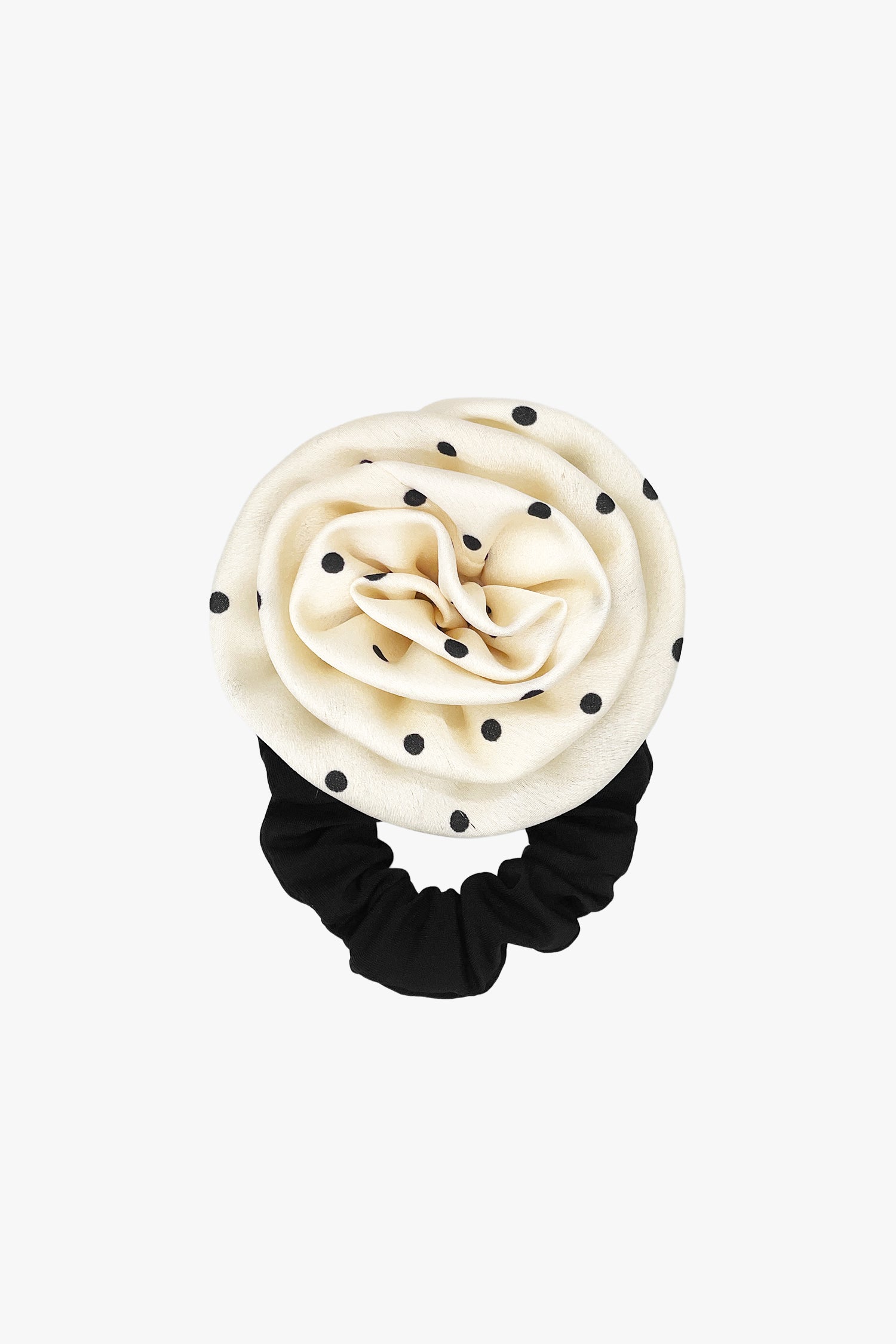 Anna Sui Satin Dot Flower Scrunchie - White