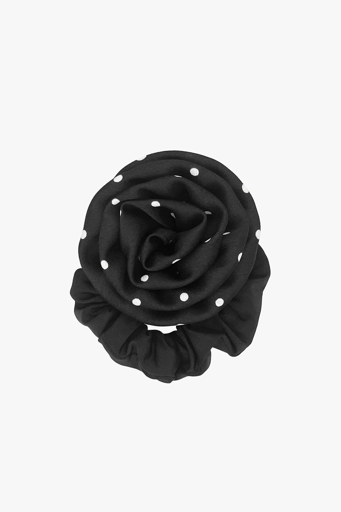 Anna Sui Satin Dot Flower Scrunchie - Black