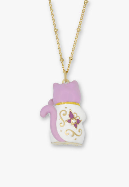 Anna Sui Lucky Cat Flower Necklace- Gold