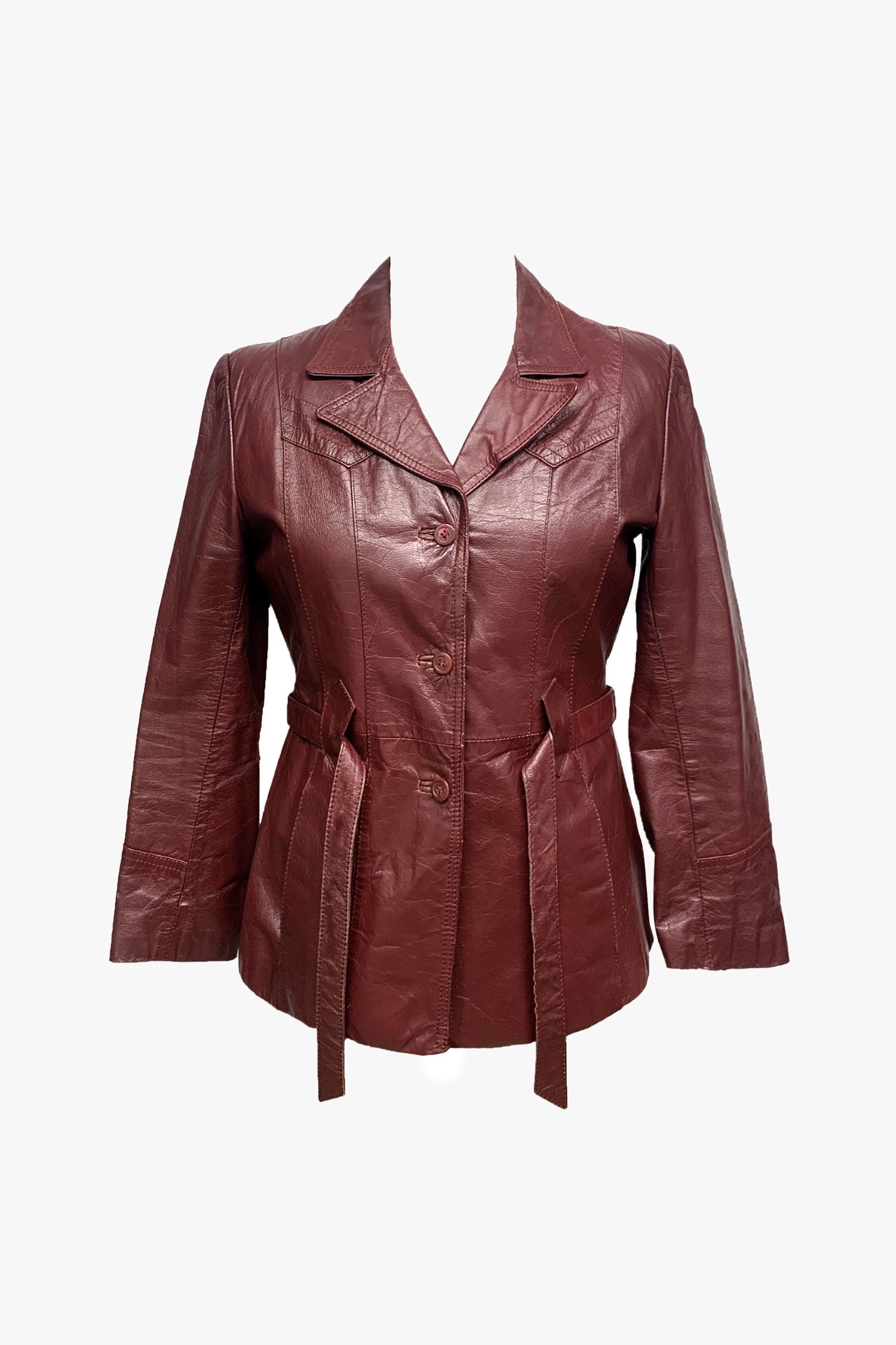 Anna Sui Vintage Leather Belted Coat with Removable Lining
