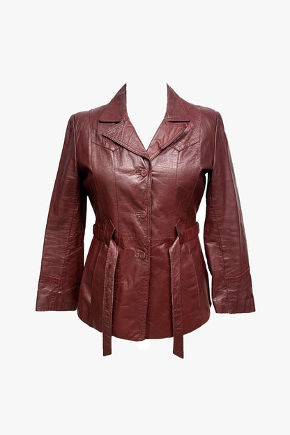 Anna Sui Vintage Leather Belted Coat with Removable Lining