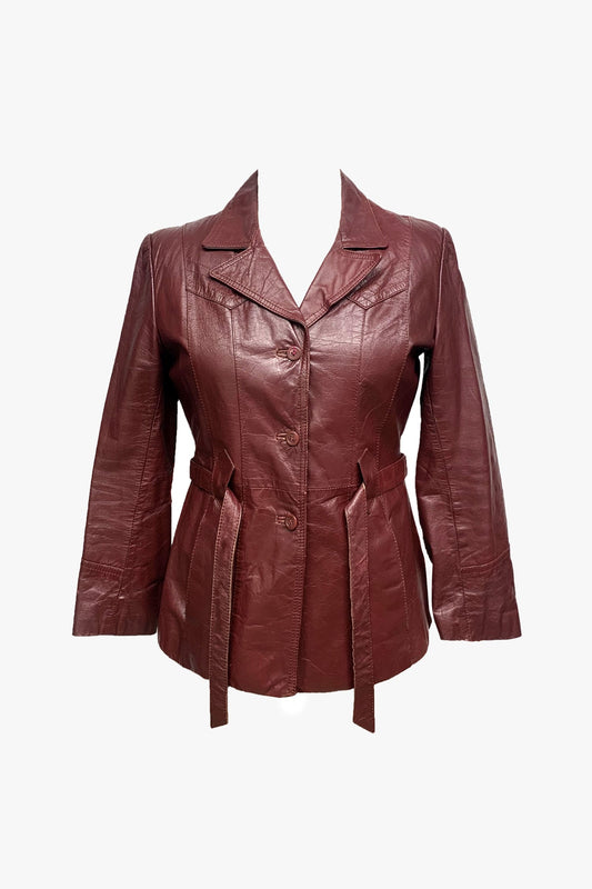 Anna Sui Vintage Leather Belted Coat with Removable Lining