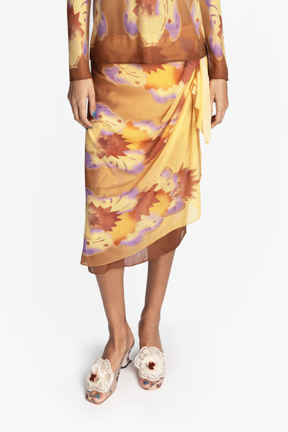 Anna Sui Sunburst Mesh Sarong Skirt