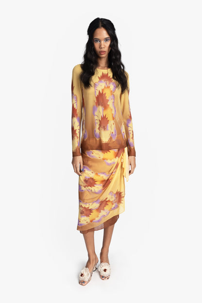 Anna Sui Sunburst Mesh Sarong Skirt