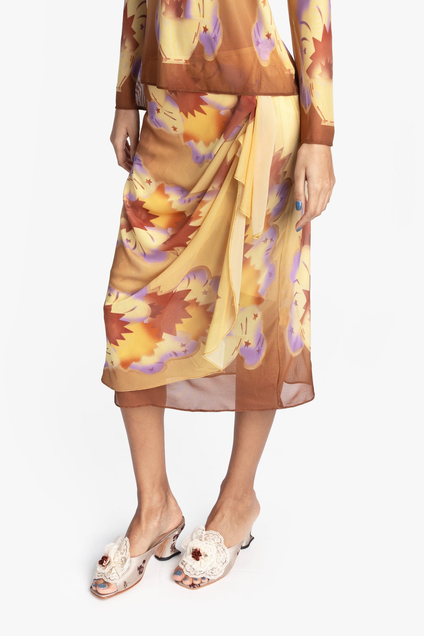 Anna Sui Sunburst Mesh Sarong Skirt