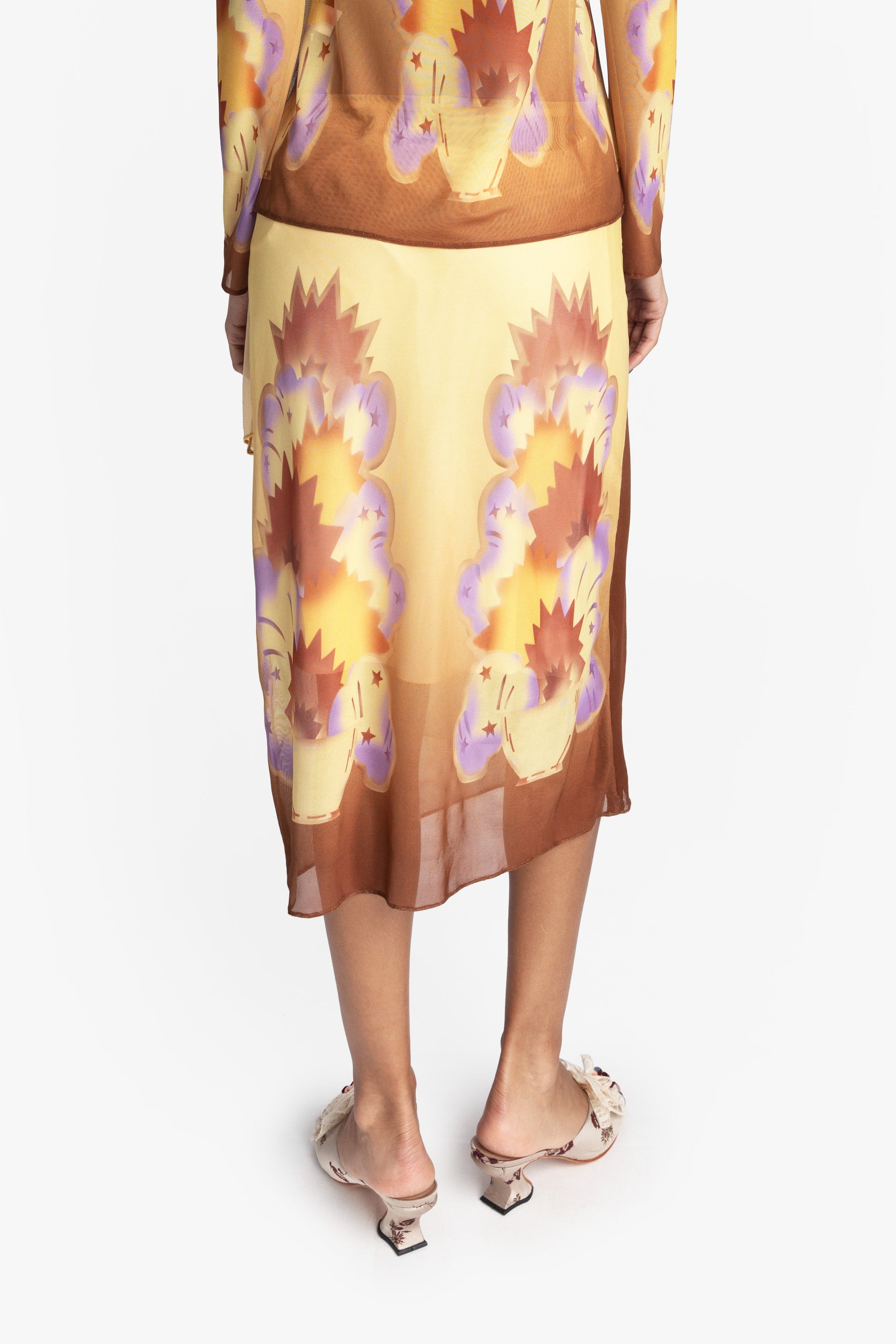 Anna Sui Sunburst Mesh Sarong Skirt