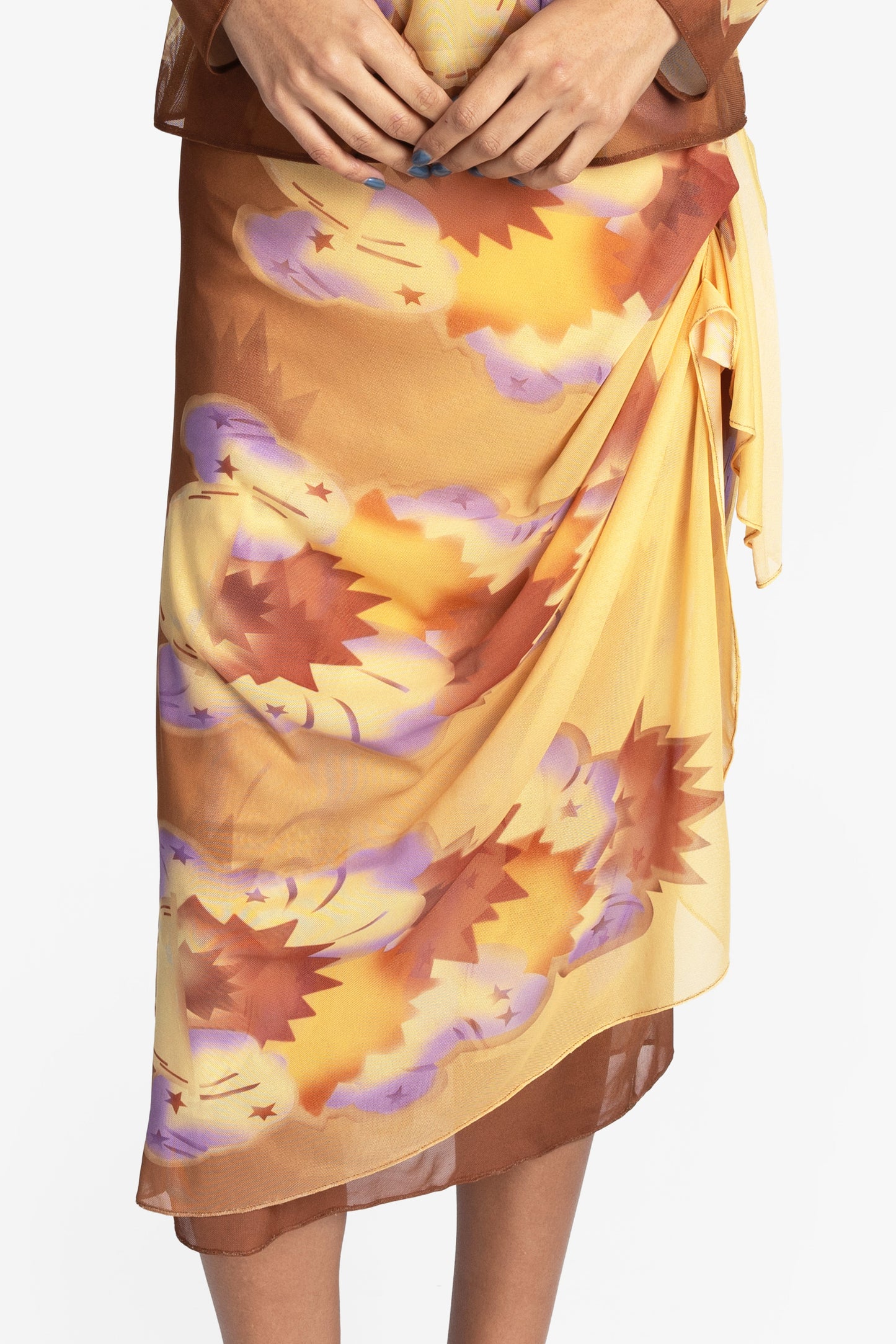 Anna Sui Sunburst Mesh Sarong Skirt