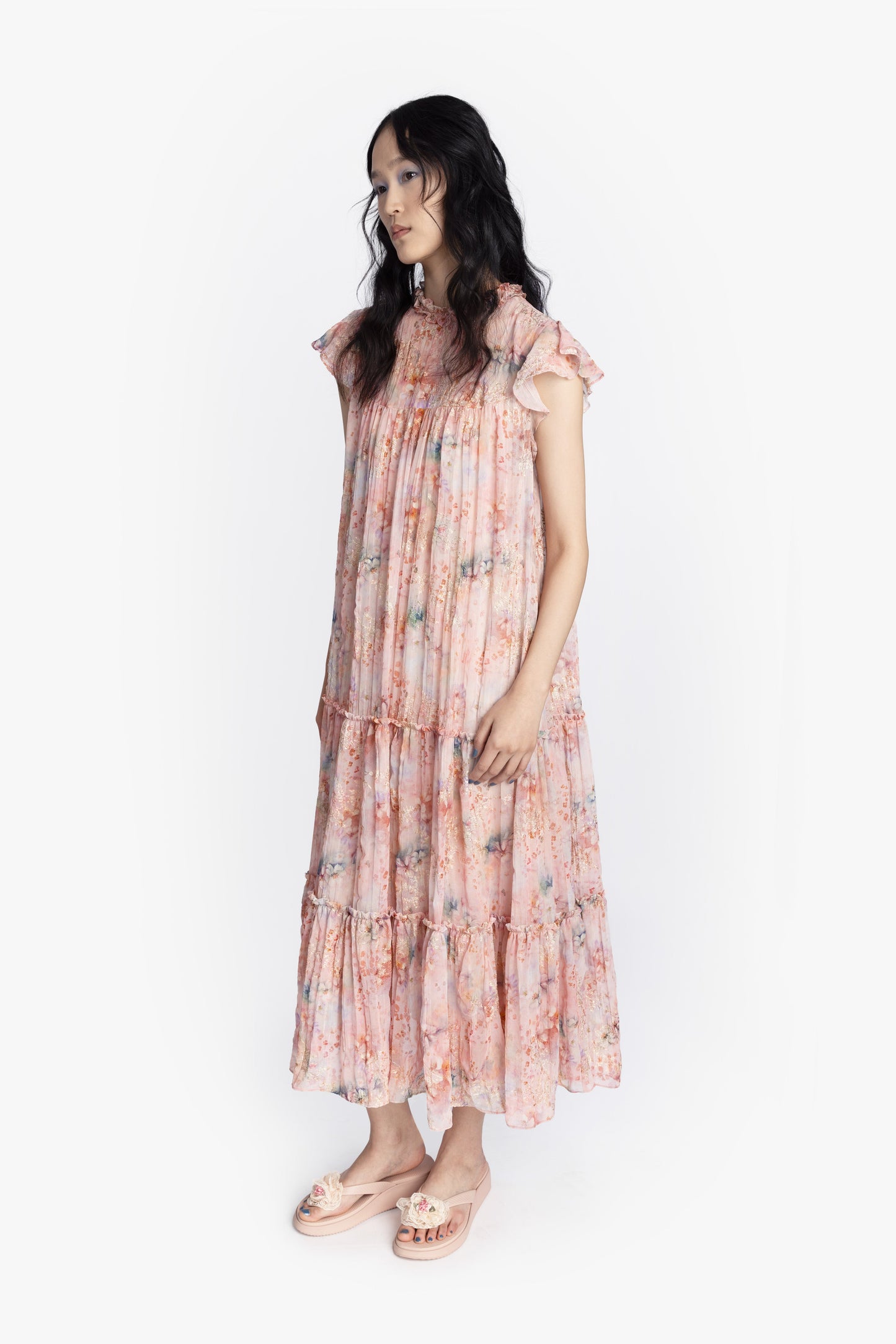 Anna Sui Oasis Blooms Tiered Maxi Dress