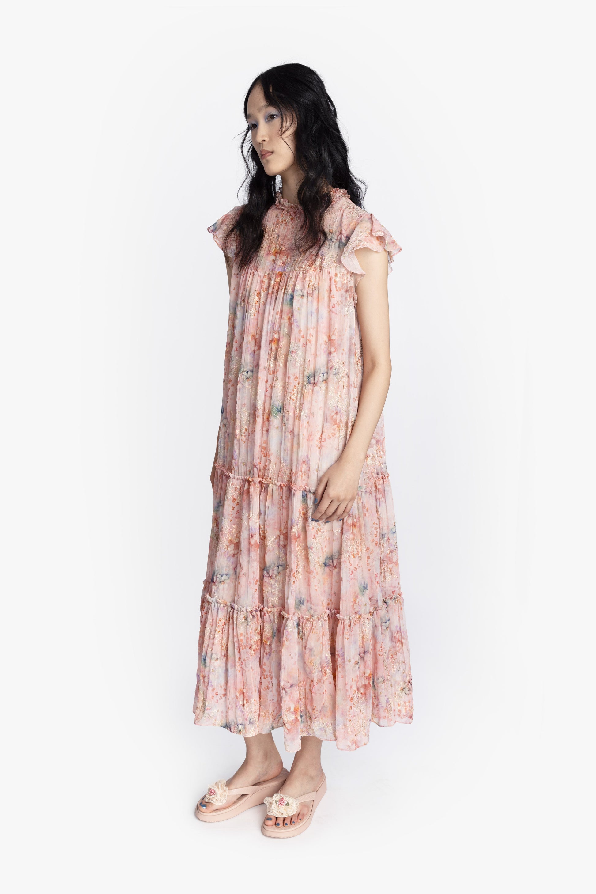 Anna Sui Oasis Blooms Tiered Maxi Dress