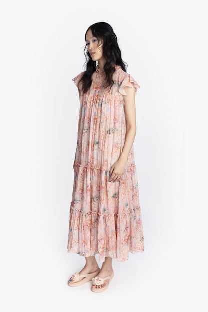 Anna Sui Oasis Blooms Tiered Maxi Dress