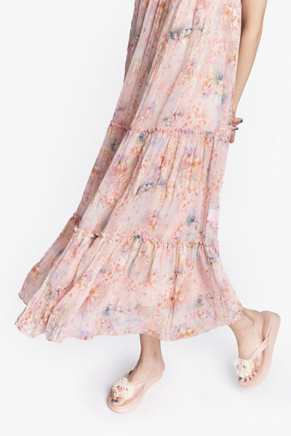 Anna Sui Oasis Blooms Tiered Maxi Dress
