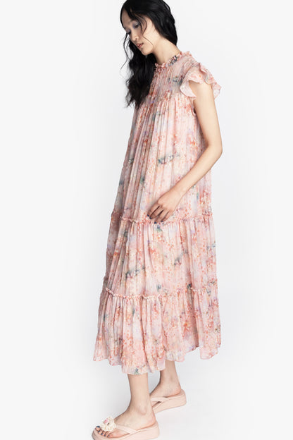 Anna Sui Oasis Blooms Tiered Maxi Dress