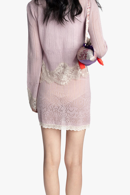 Anna Sui Lingerie Lace Knit Skirt - Blush
