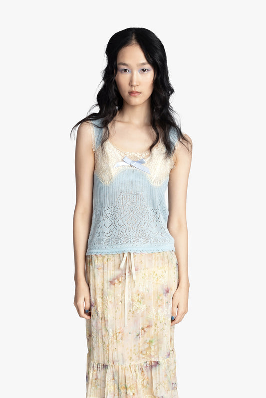 Anna Sui Lingerie Lace Knit Camisole - Sky Blue