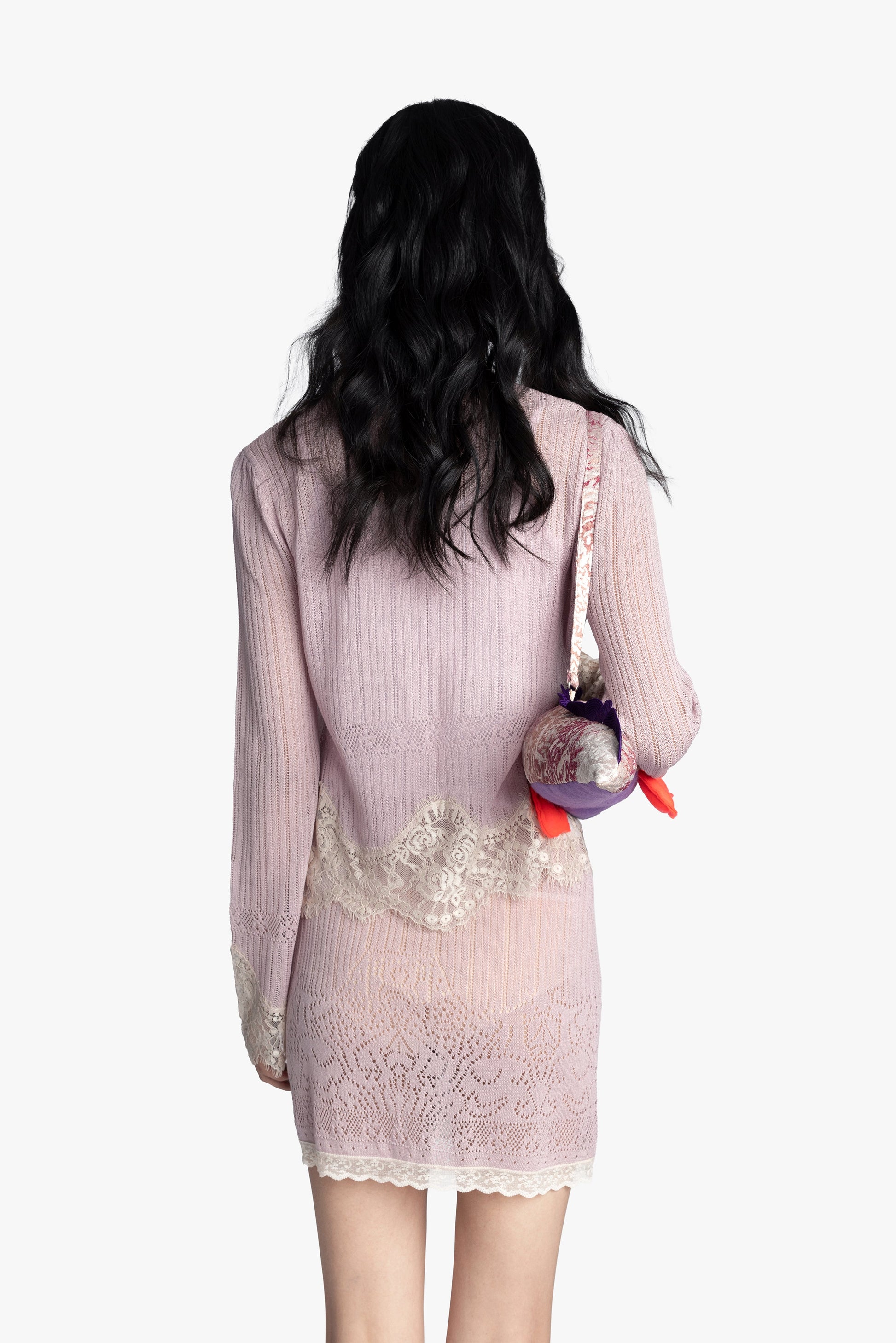 Anna Sui Lingerie Lace Knits Cardigan - Blush